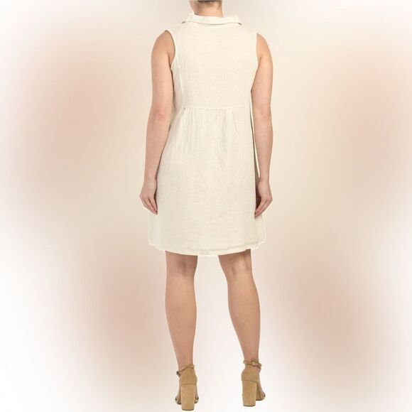 Terzo Millennio Sand Linen Made in Italy Shift Dress - Picture 8 of 9